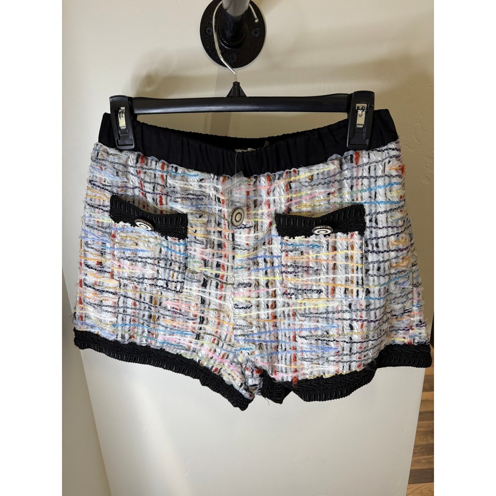 Grey Lab Los Angeles Multi Tweed High Waisted Shorts Black Trim Small‎ NWT